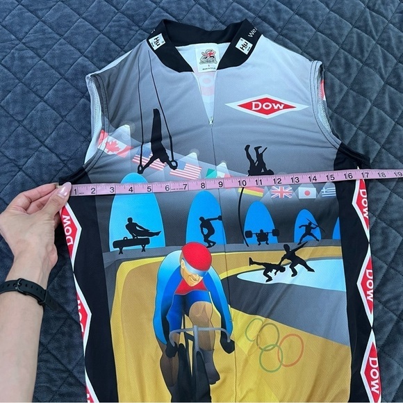 Aussie Cycling Biker jersey Men Small shirt Sleeveless Dow Olympic Global Flag V - Picture 3 of 9